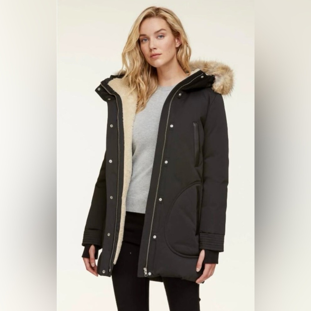 NWOT Soia & Kyo „Saundra” Black Parka with Coyote Fur Hood as seen Meghan Markle